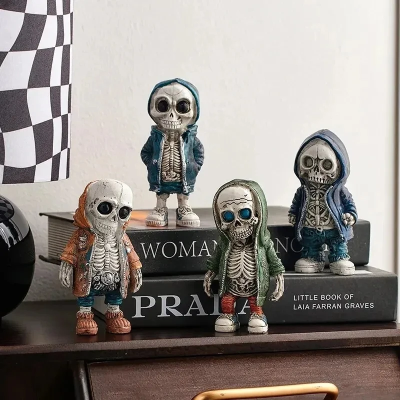 Skeleton Doll Resin Jewelry Character Sochy Domov kreatívne Cool Cool Room Decor Panel Panel Trendy Street Decorácie personalizované retro