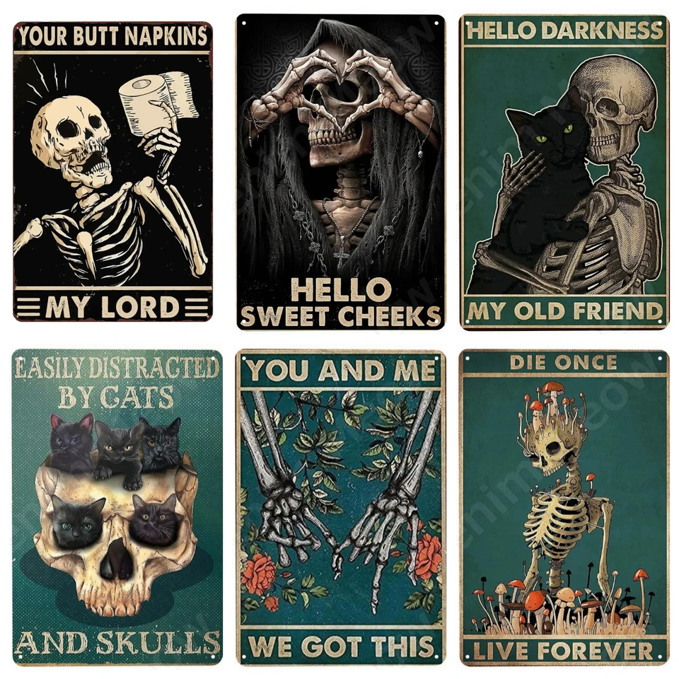 Skeleton Vintage Metal Tin Sign You and Me Dostal sme túto lebku retro plaky pre barovú krčmu kaviarne dekorácie