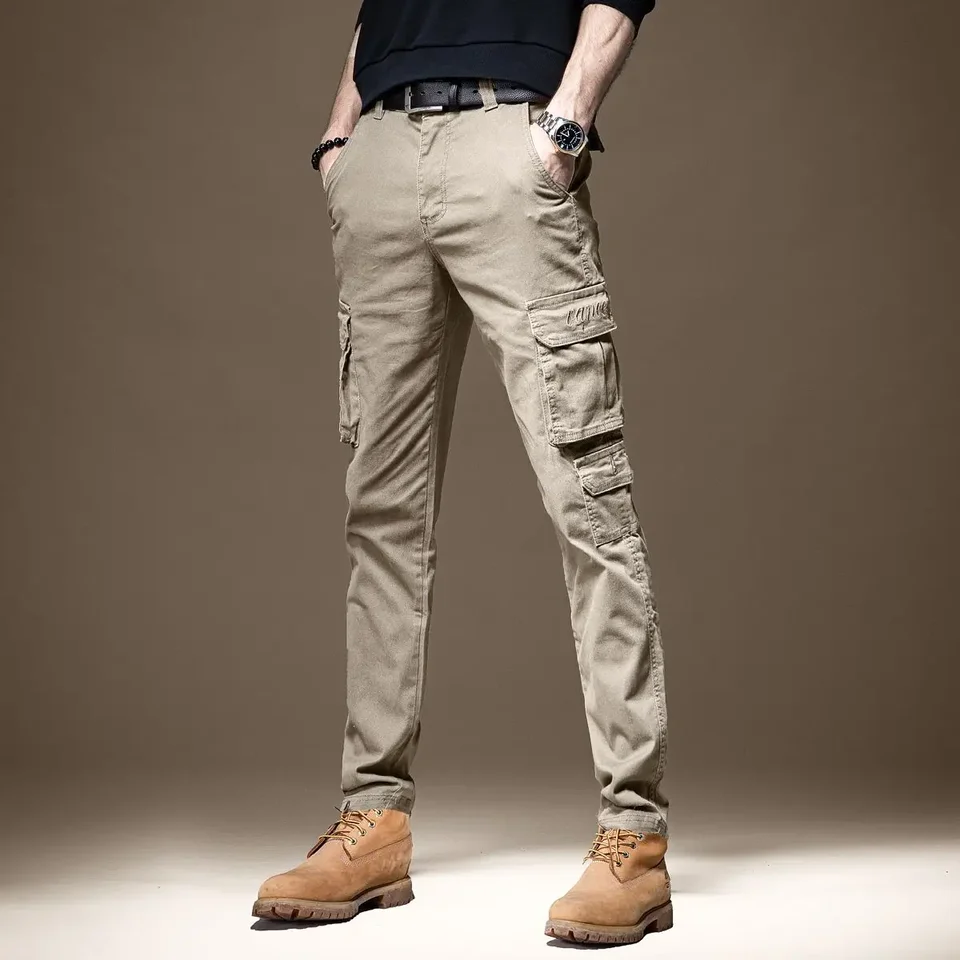Skinny nohavice Man Jarné leto Vysoko kvalitné štíhle nákladné nohavice pre mužov dizajnér emo y2k vintage technické nohavice pravidelne fit