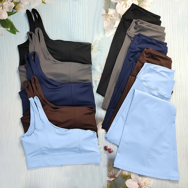 Skinny Sports Suits Yoga set 2 kusové dámske traťové súpravy Fitness oblečenie rozšírené nohavice súpravy telocvične