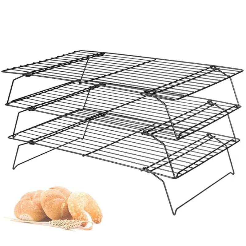 Skladacia z nehrdzavejúcej ocele 3 vrstvy na pečenie Non Stick Wire Cooling Rack pre pizzu chlieb BBQ Kuchyňa tepelne odolné