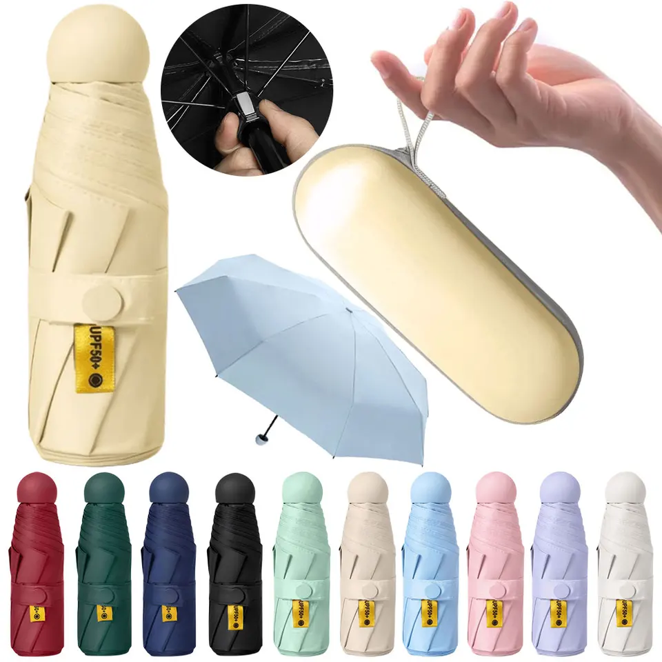 Skladacie dáždniky s prenosným vreckovým dáždnikom pre prenosné vrecko Case 8 Lightweight Mini Skladateľný dáždnik UPF 50+ pre daždivé slnečné dni