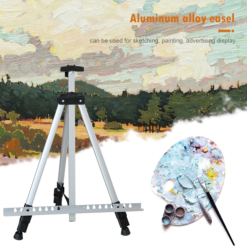 Skladací maľba Easel Frame Prenosný statív displej hliníka nastaviteľná držiak pre vonkajšie cestovné ozdoby