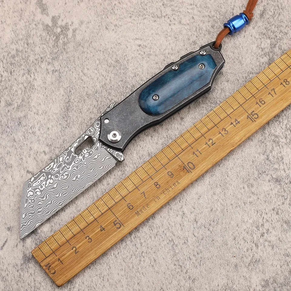 Skladací nôž Damascus Razor VG10 Blade Steel Ruck Ruck Rucking Utility Outdoor Hunting Camping prežitie rybolov EDC