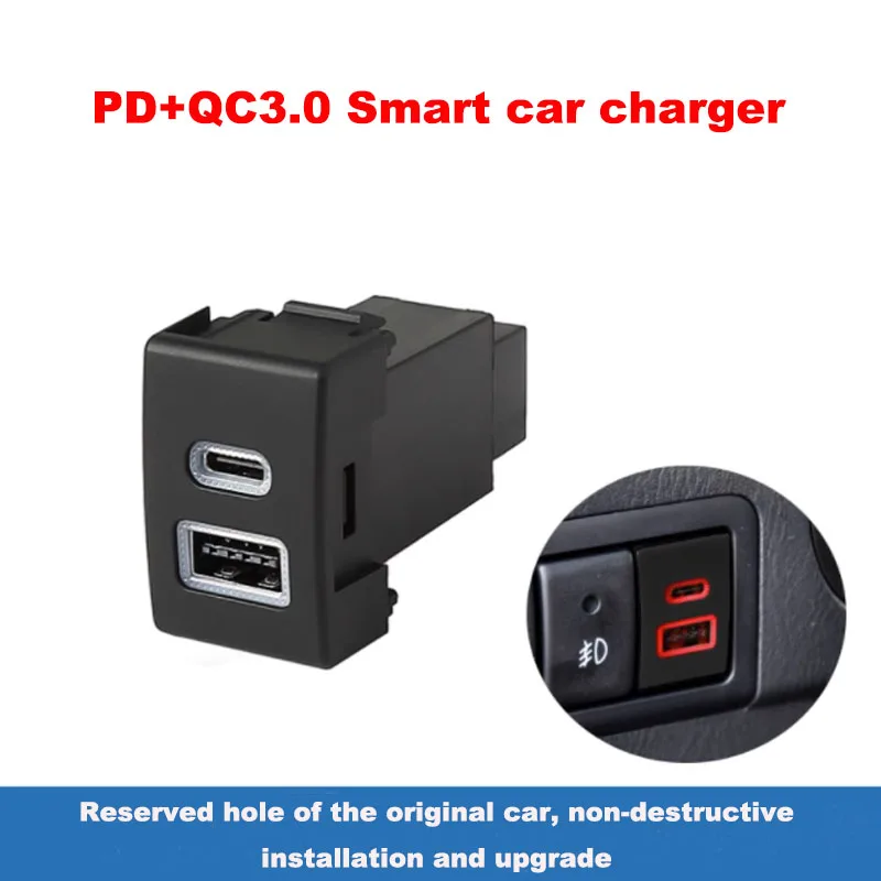 Skladanie na nabíjačku automobilu QC3.0 Dual USB PD Typ C 12V Nabíjanie výstupný adaptér Telefón pre Suzuki Jimny 07-15 Wagonr Wagonrx5