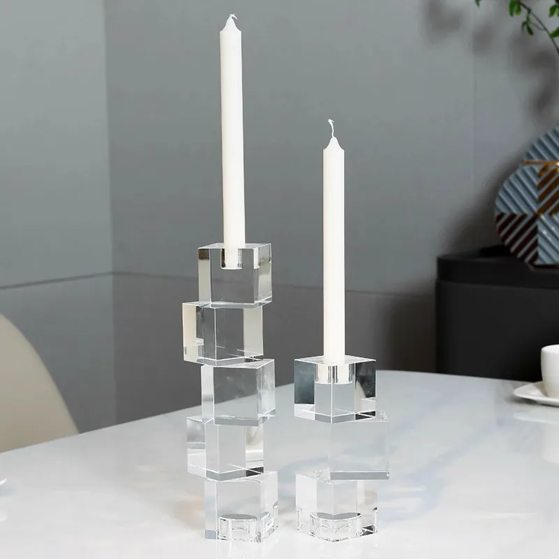 Skladané bloky číry držiak na sviečky K9 Malé veľké funkčné pre sviečku a dekoráciu stolových stolíkov z tealight