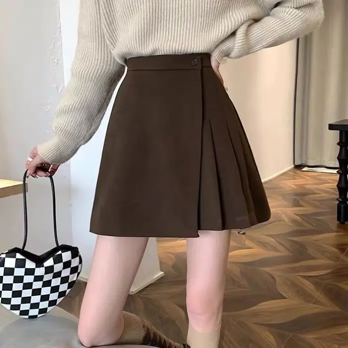Skladané sukne pre ženy krátke jarné jeseň High Streetwear Nepravidelné sukne nové sladké kórejské dámske oblečenie