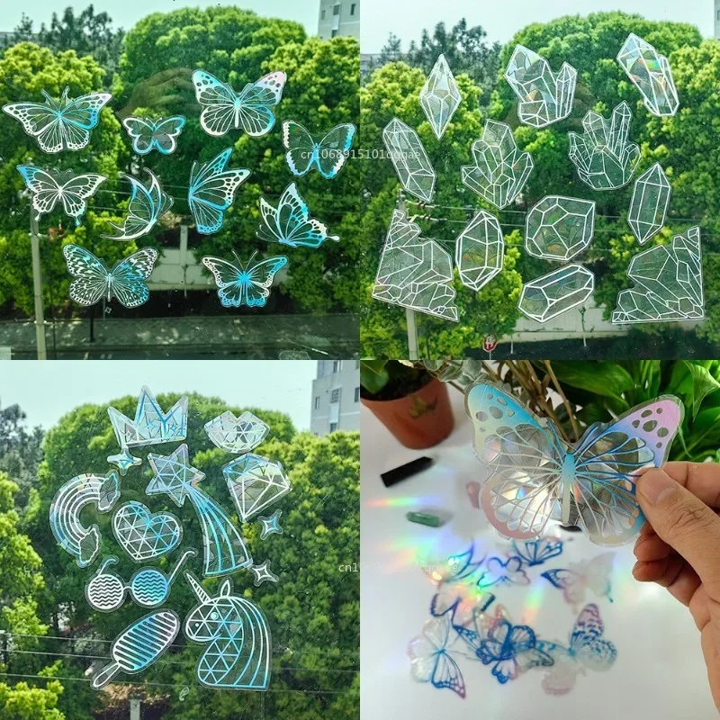 Sklenená nálepka Slnko nálepka Sada Set Butterfly Evil Eye Flower of Life Dúh
