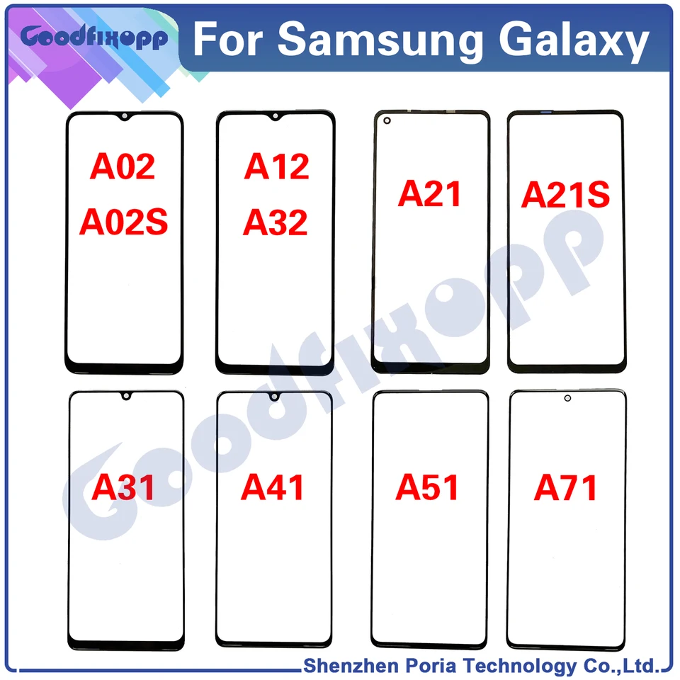 Sklenená obrazovka pre Samsung Galaxy A02 A02S A12 A32 A52 A72 A21 A21S A31 A41 A51 A71 LCD LCD Displej dotyk predná vonkajšia vonkajšia šošovka