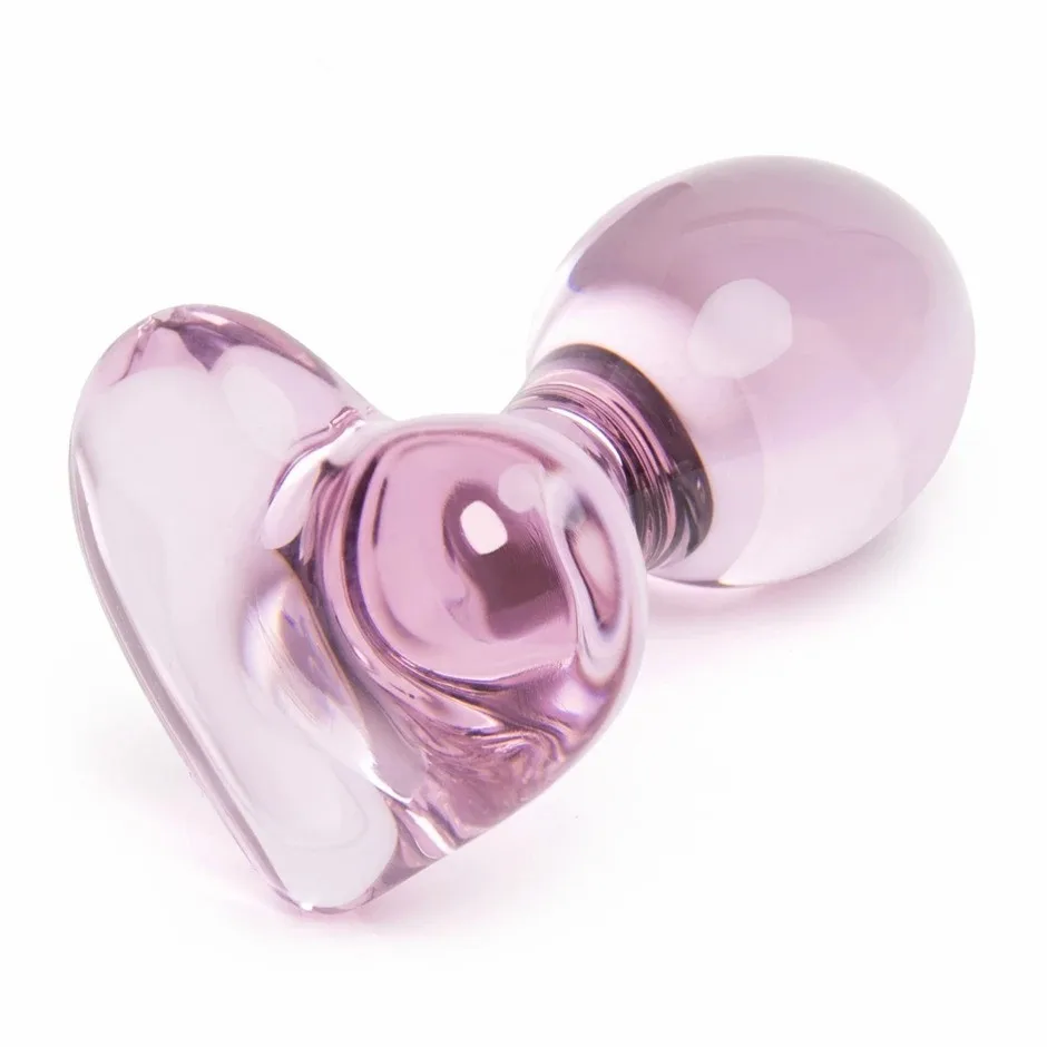 Sklenené análne plug sex hračky pre ženy ružové srdiečko Anal stimulátor kryštál buttplug Ženy Men Masáž masáž vaginové zadky plugové gule