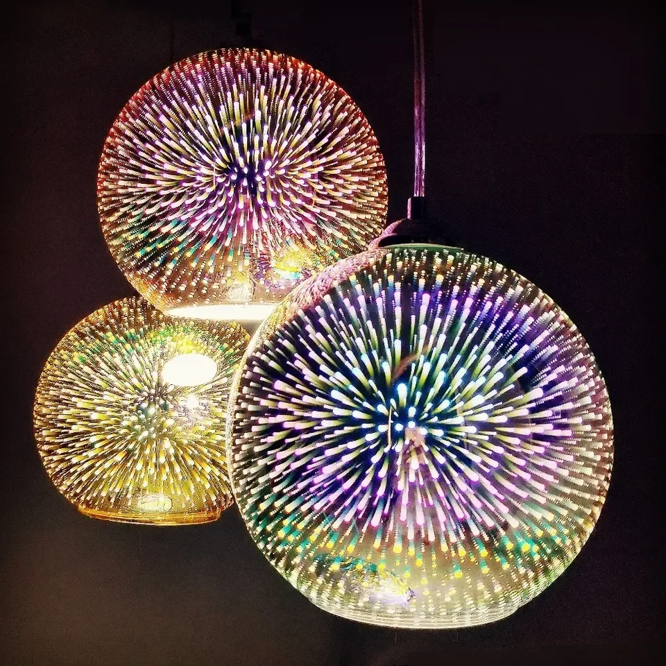 Sklenené LED ohňostroje lustr farebná spálňa luster kaviareň
