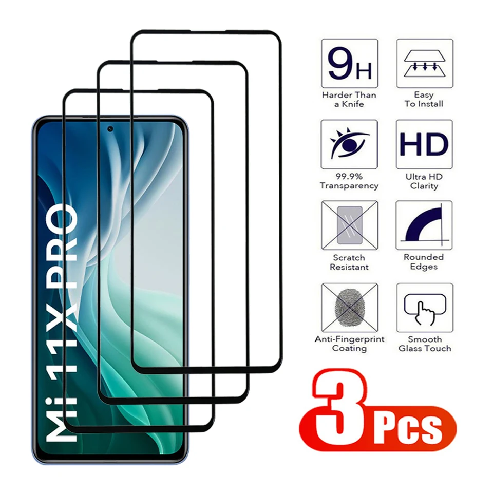 Sklo 3ks pre Xiaomi Mi 11 12 13 14 Pro Protectívne temperované sklo Xiaomi Mi 11x 11i 11t 12t 13t Lite Pro Protector Film Protector Film