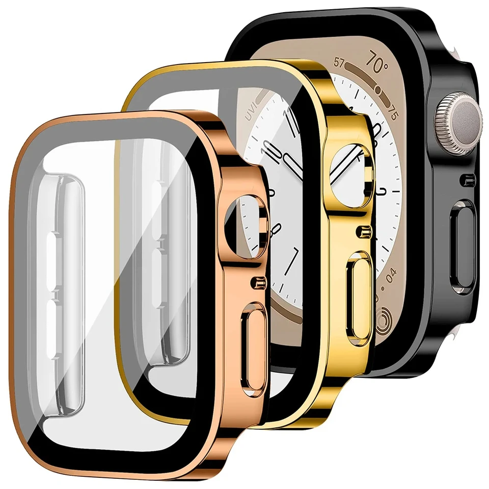 Sklo+kryt pre Apple Watch Case Series 8 7 6 5 4 SE 44 mm 45 mm 41 mm 40 mm PC nepremokavá chránič obrazovky Apple Watch Apssory