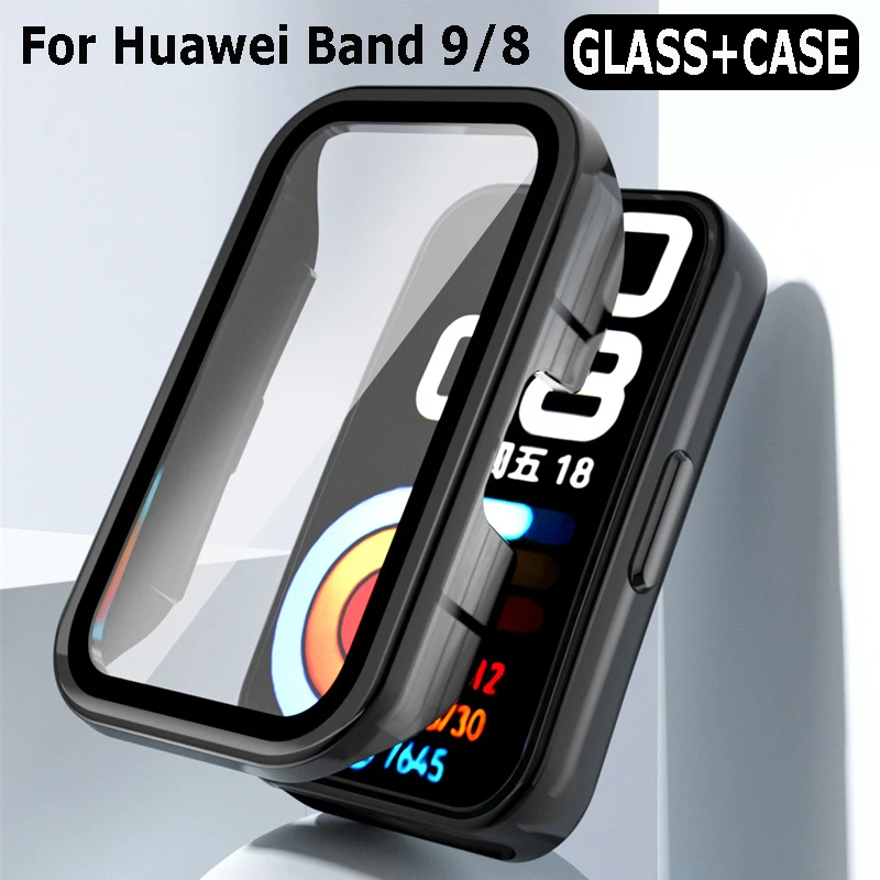 Sklo+puzdro pre Huawei Band 9 8 Príslušenstvo Hard PC All-Around Bumper Ochranné kryt