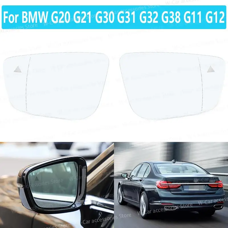 Sklo zrkadlového zrkadla automobilu pre BMW 345678 Series G11 G12 G20 G30 G38 s elektrickým vykurovaním a šošovkou spätného zrkadla.