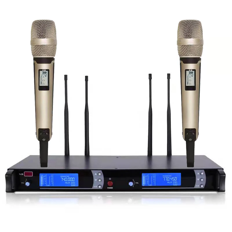 SKM-9000 200 kanálový bezdrôtový pódium Singing Singing Karaoke Microfones System 4 Anténa Champagne Limited Edition