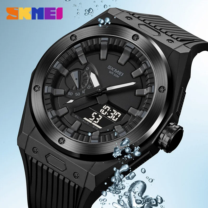 Skmei 2103 New Sport Watch Men LED Digital Watch 3 Time Chrono Digital Wristwatches 50 metrov vodotesný budík relogio maskulino