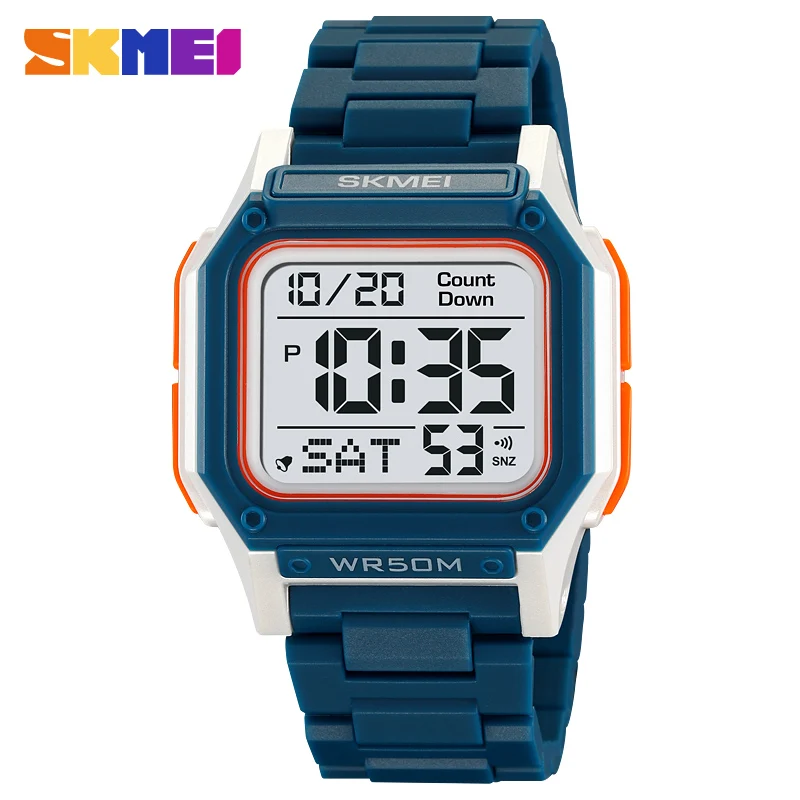 Skmei 2264 5bar nepremokavý alarm reloj hombre digitálne športové športové zadné svetlo stopky hodinky hodinky Castdown Resracewatch for Mens