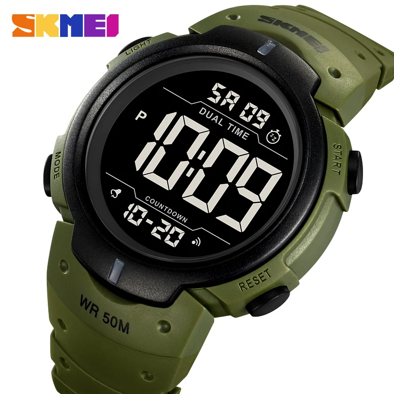 Skmei armáda hodinky Men Sports Digital Watches Big Dial Dial Luminous vodotesné hodiny vojenské elektronické náramkové hodinky Orologi Digitali