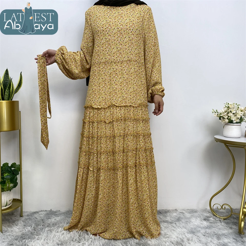 Skromný šifón Abaya ramadán MUSULMAN de Mode maxi rúž moriaka kaftan islamský odev moslim pre ženy šaty kaftan vitidos