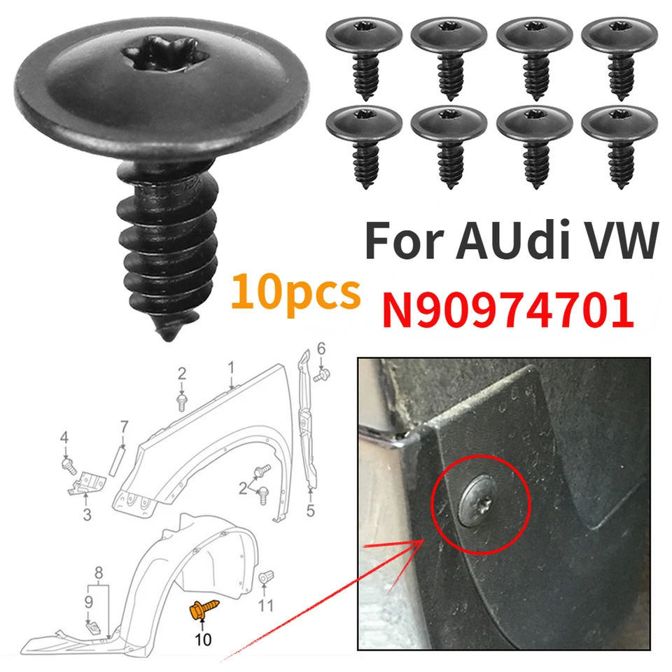 Skrutkovacia skrutka TORX pod krytmi skrutiek s vlastnými skrutkami N90974701 pre VW Golf Passat Audi A4 A3 A5 A8 Q5 Príslušenstvo automobilu