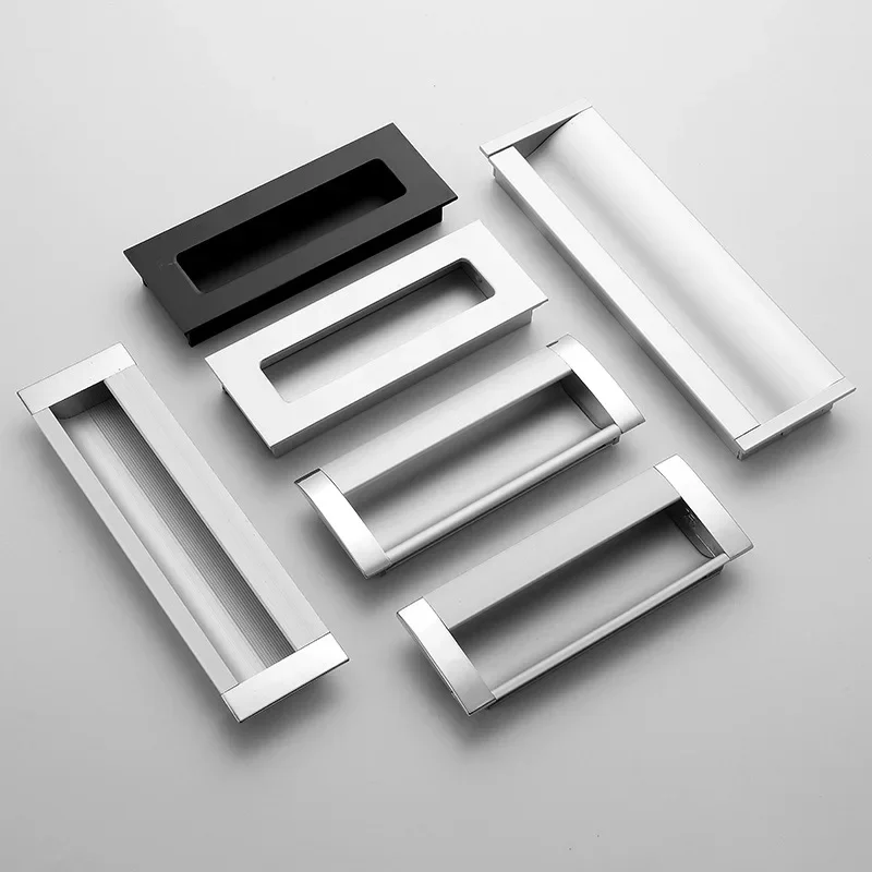 Skrytá strieborná skrinka ťahá zinočné zliatiny rukoväte spálne dverí hliníková zásuvka gombíky nábytok hardware