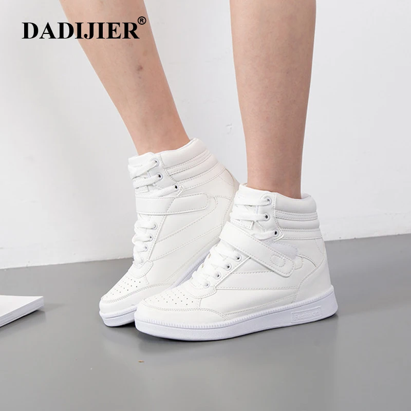 Skrytá výška rastúca topánky Dámske tenisky Jesné zimné topánky Pu kožené tréneri žena High Top Sport Shoes St213