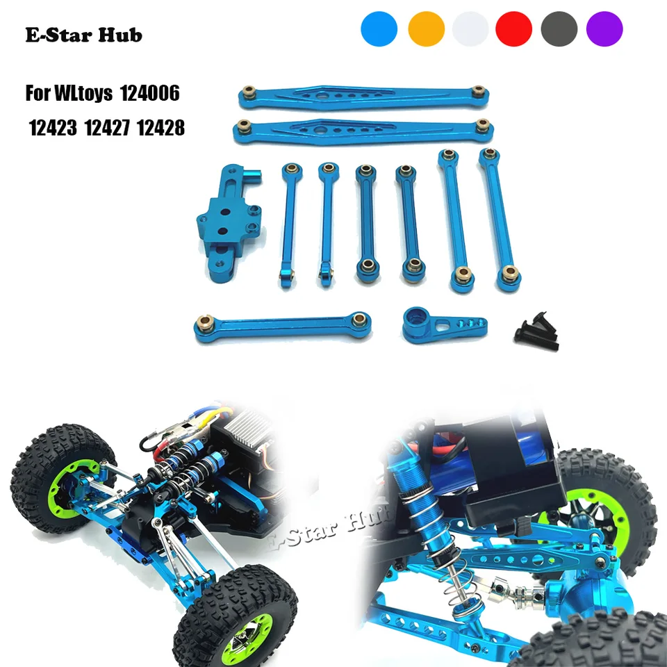 Skupina riadenia s pevnou tyčou Servo Arm pre Wltoys 124006 12423 12427 12428 Kovová aktualizácia súpravy RC Model Crawler Car Truck Buggy