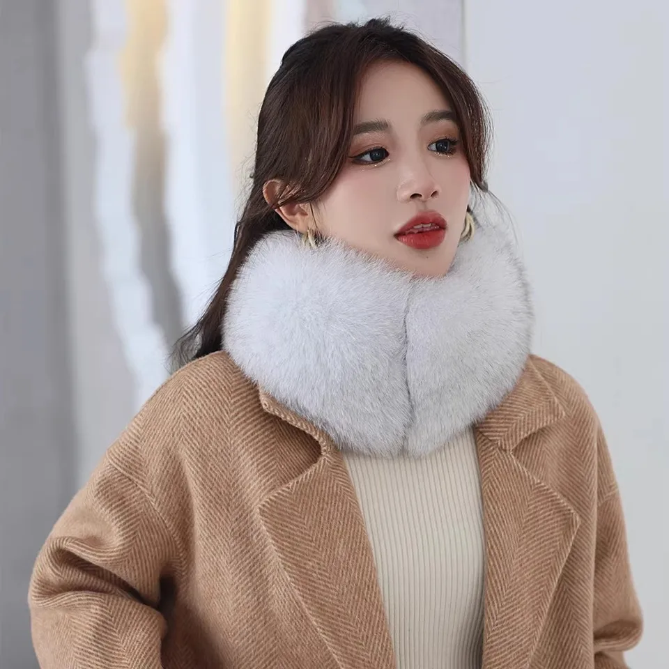 Skutočná kožušina Fox Fox Fox Fox Fox Fur Furf Scarf Sámny zimný magnet šál falošný golier Zhustený