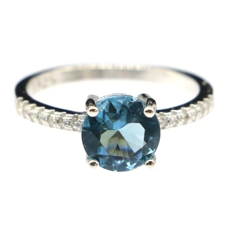 Skutočné 925 Solid Sterling Silver Rings Kúpte 4 Získajte 1 zadarmo 8x8mm elegantné 2,1G Circle London Blue Topaz Ruby Bride Engagement