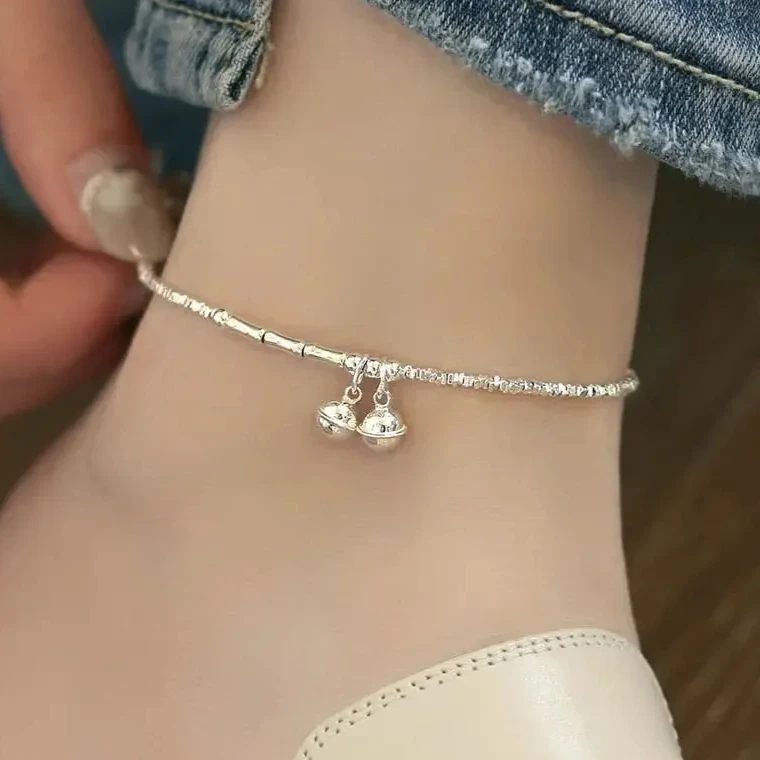 Skutočné 925 Sterling Silver Small Bell Bambus Bamboo Kvočné koláče pre ženy Trendy jemné šperky klasické geometrické doplnky