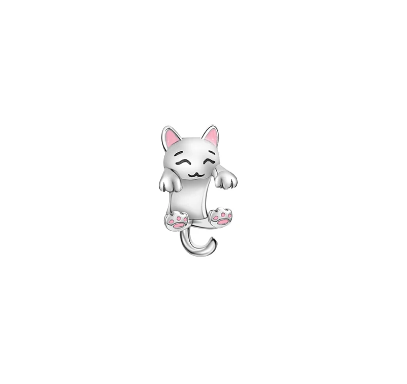 Skutočné 925 Sterling strieborné korálky Krásne kúzla mačiek Fit Original Women Snake Chain Charm náramky DIY šperky