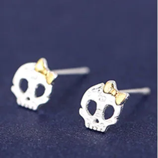 Skutočné 925 Sterling strieborné náušnice lebky pre ženy Dievčatá darček horúca móda Sterling-Silver-Jewelry Women náušnice