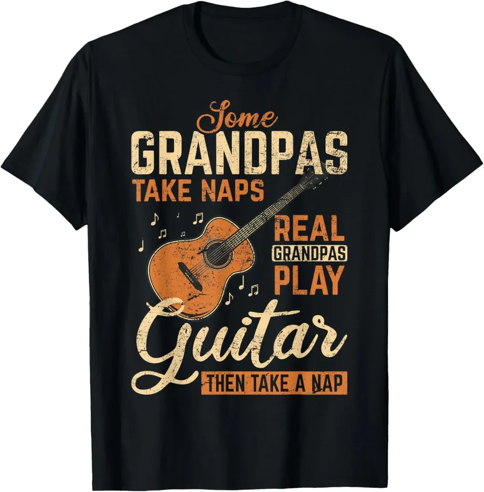 Skutočné dedko hrať gitaru a potom si zdriemnite vtipné gitaristické tričko Tričt Originálne dizajnér