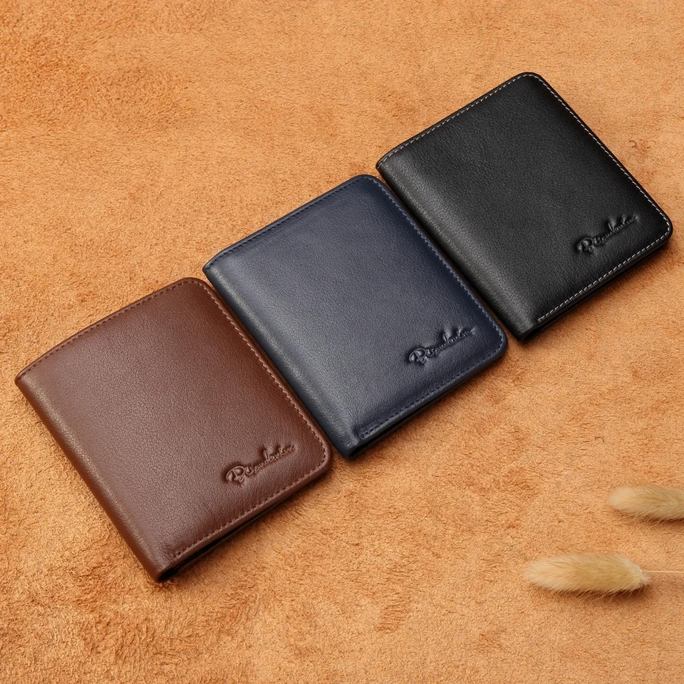 Skutočné kožené muži peňaženka Mini krátky mužský kabelkový držiteľ kariet Soft Cowskin Money Bag Brand Luxury muži darček