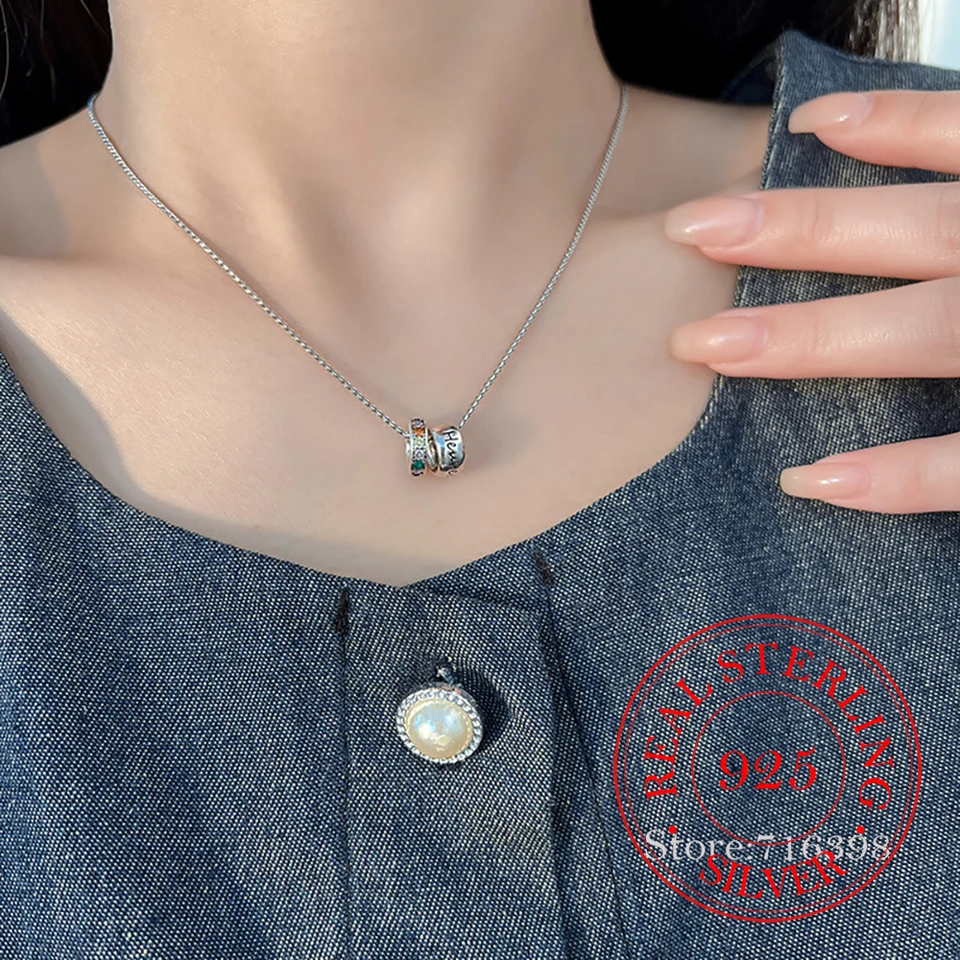 Skutočné peniaze 925 Sterling Silver Dámsky prívesok náhrdelník Dúha na kosti mikiny reťaz