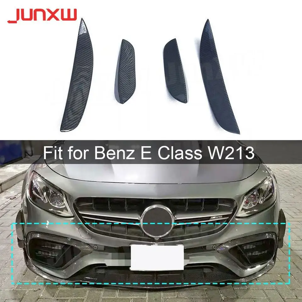 Skutočné predné nárazníky s uhlíkovými vláknami dekorácie dekorácie Canards pre Mercedes Benz e Class W213 E63 AMG 2017-2019 FRP 4PCS/SET