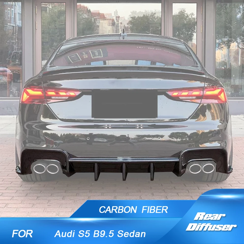 Skutočné uhlíkové vlákno auto zadný nárazník difúzora pier pre spiler Audi S5 B9.5 2020-2023