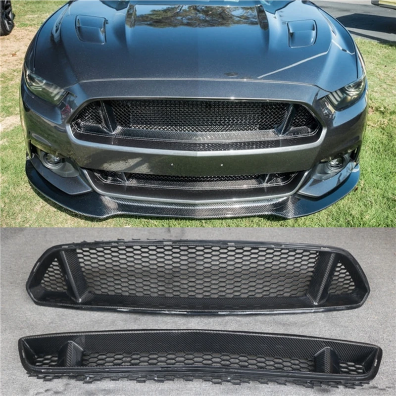 Skutočné uhlíkové vlákno automobilové mriežky mriežky mriežky pre Ford Mustang 2015 2016 2016 CAR STYLING