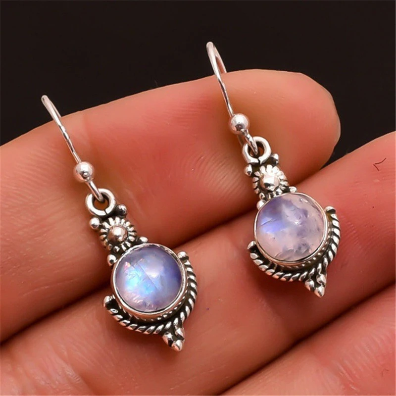 Skutočný 925 Sterling Silver Moonstone Drop Drop pre ženy drahokam Bijoux femme striebro 925 šperky kvapky Garnet Oorbellen náušnice