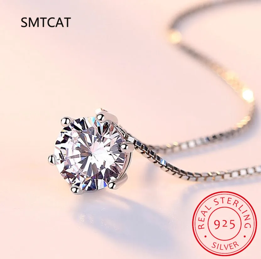 Skutočný okrúhly strih Moissanite Diamond 7 Stone náhrdelník pre ženy dievčatá Sterling Silver 3.2Ct VVS1 Lab Diamond Pendant Fine Jewelry