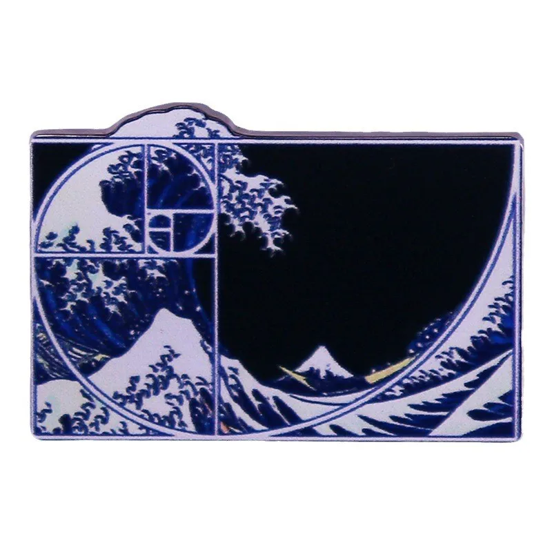 Skvelé fibonacci vlny v Kanagawa surfovanie smaltových špendlíkov kovový broš