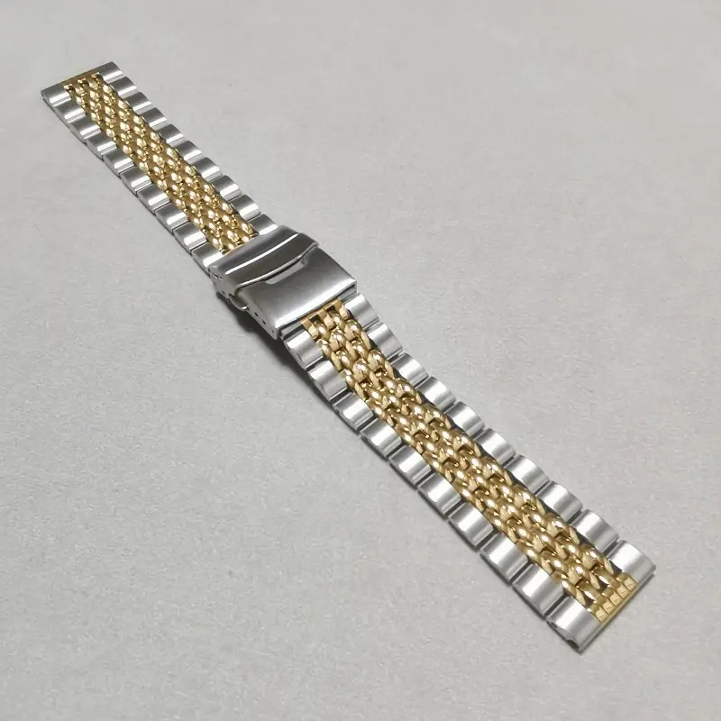 SKX007 20 mm 22 mm stredné zlato Straight End Ryža z korálikov z nehrdzavejúcej ocele Pásy pásy Braclet pre SKX 007 009