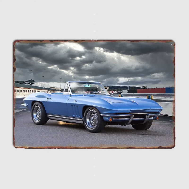 Sky Blue C2 Corvette Stingray Classic Sport Car Metal Sign Plagát Garážová dekorácia Room Decor Automobile Club Cin Home Decor