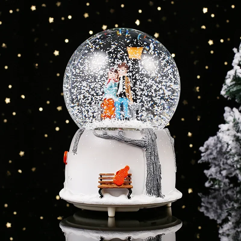 Sky City Music Box Automatické snehové krištáľové gule narodeniny darček živici remese