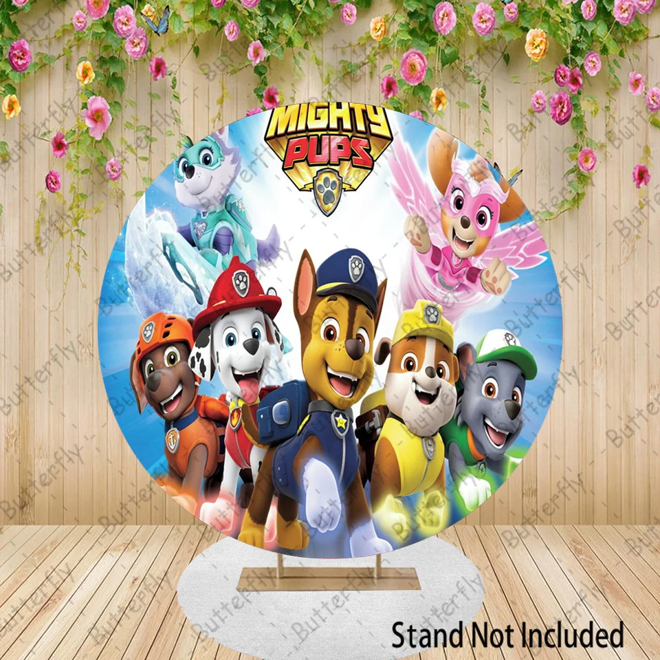 Skye sutiny Zuma Chase Rocky Krásne pozadie pre psov Rescue Rescue Paw Patrol Birthday Round Photography Baby Shower Banner