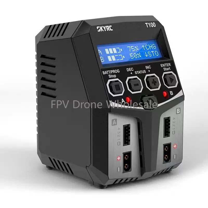 Skyrc T100 Dual 5a 2x50W kovová nabíjačka pre 2-4s LiON/liion/Life/LiHV batéria FPV Racing Drone Quadcopter Model Model Model
