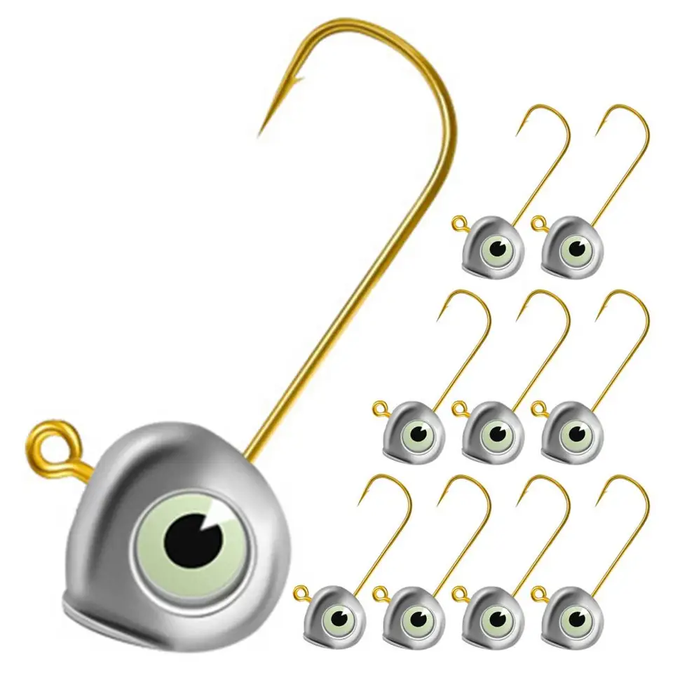 Sladkovodný rybársky háčik 3D Eyes Fishing Hook 10ks 3d oči Fishhook Sada na sladkovodný rybársky kovový kov Barbed prípravok