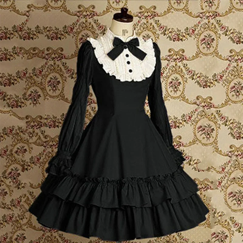 Sladké dievčatá vintage štíhle bavlnené šaty Lolita Classic Mary Magedene Dámske dámske kravaty Rufle vrstva princezná mini šaty pre dámy NS7