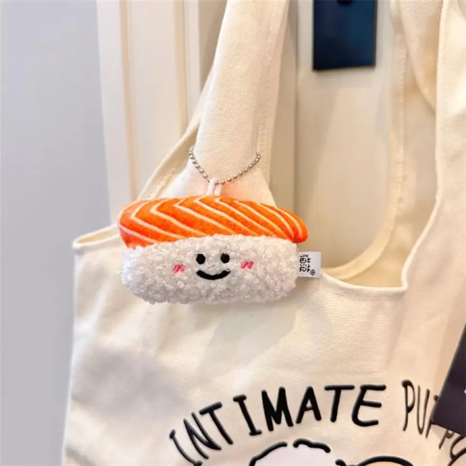 Sladké lososové sushi plyšové bábiky Keychain Key pracka Sladké krevety plyšová hračka pre bábiky hračky Batoh Charms Express Dievčatá